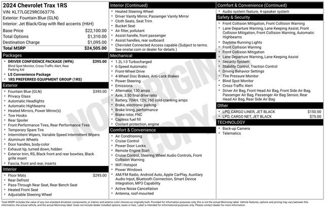 Used 2024 Chevrolet Trax RS w/ Driver Confidence Package image 2