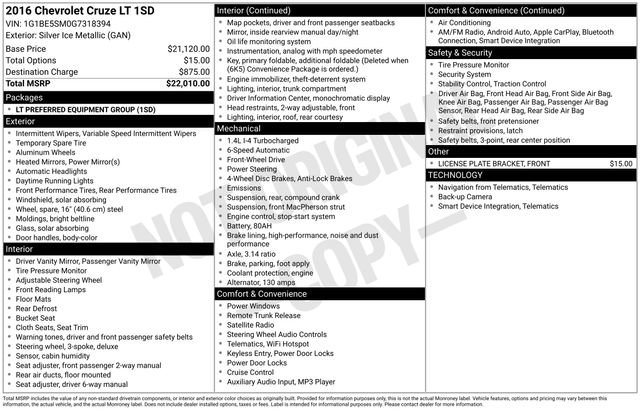 Used 2016 Chevrolet Cruze LT image 31