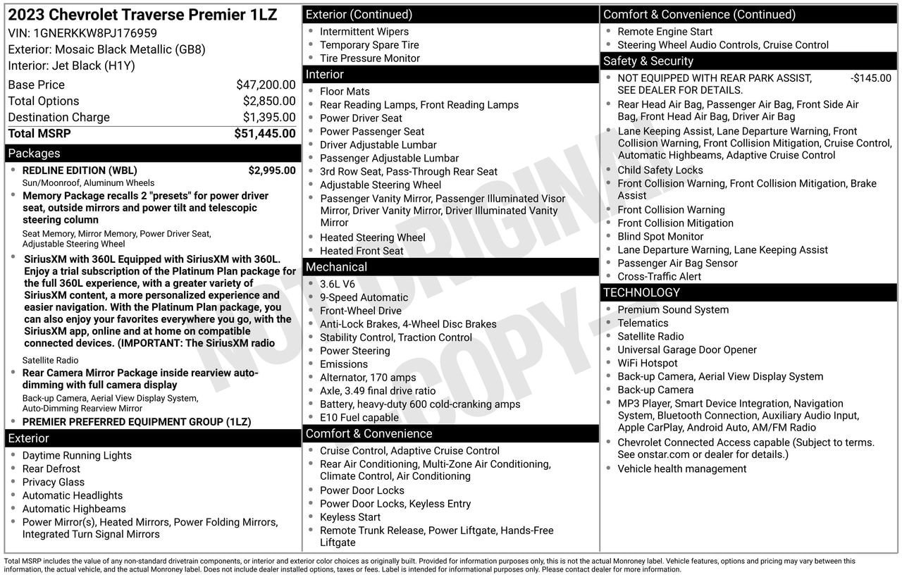 Certified 2023 Chevrolet Traverse Premier w/ Redline Edition FWD image 29