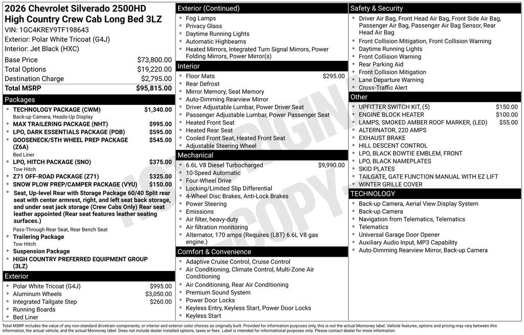 New 2026 Chevrolet Silverado 2500 High Country w/ Technology Package AWD/4WD image 10