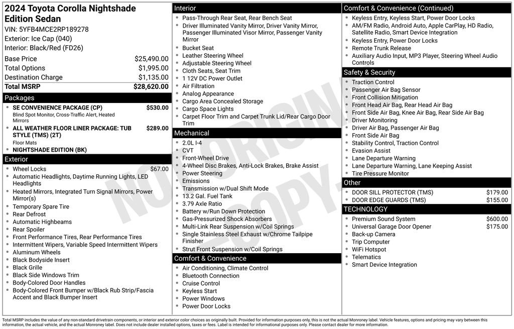 Used 2024 Toyota Corolla Sedan w/ SE Convenience Package image 6