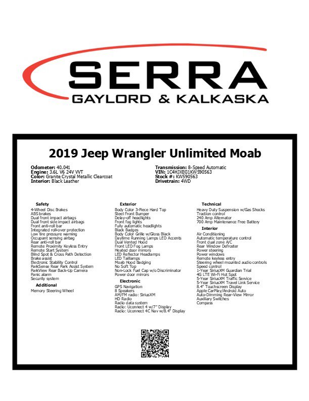 Used 2019 Jeep Wrangler Unlimited Sahara w/ Quick Order Package 24M Moab image 12