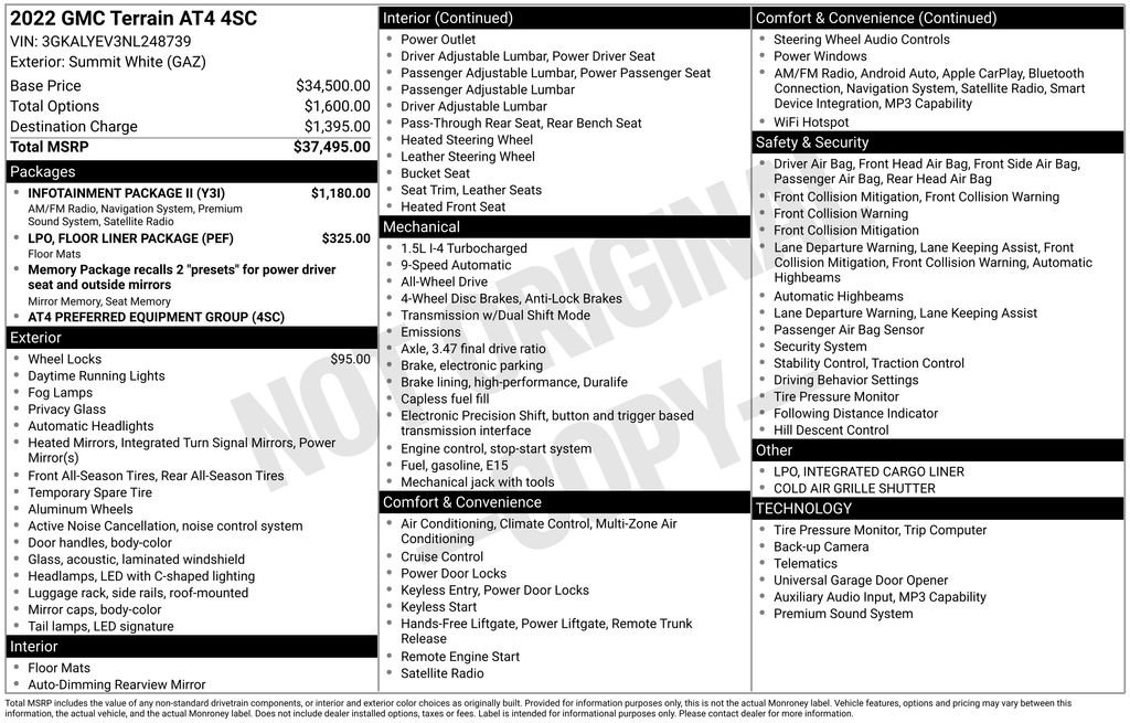 Used 2022 GMC Terrain AT4 w/ Infotainment Package II image 2