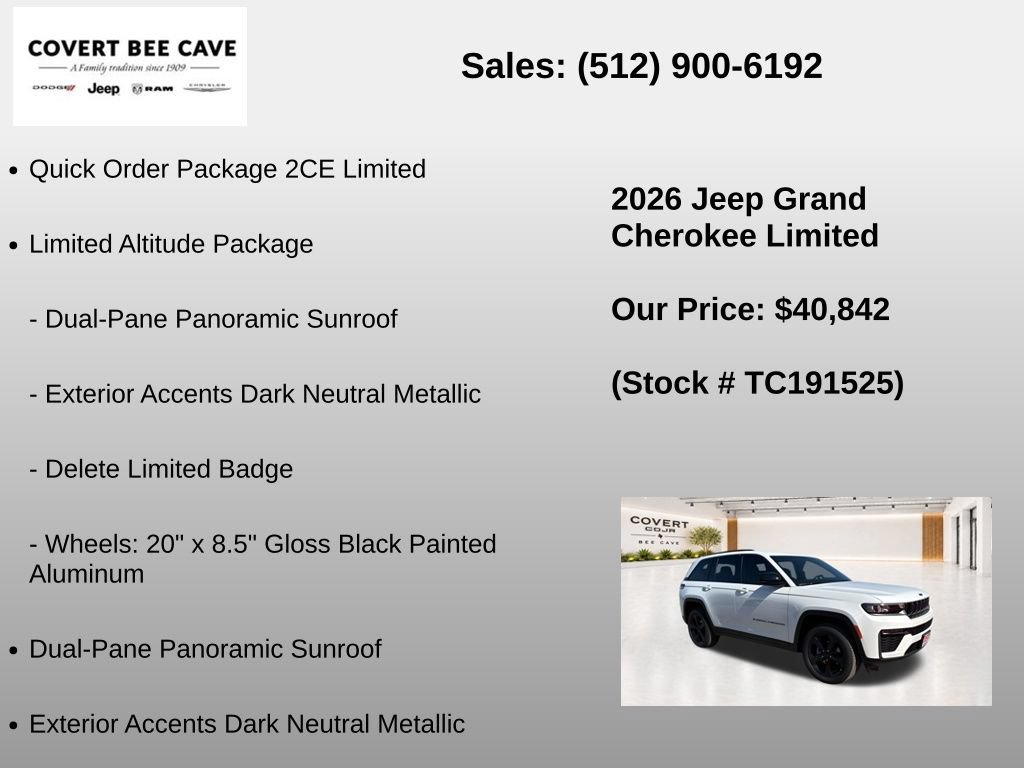 New 2026 Jeep Grand Cherokee Limited w/ Limited Altitude Package AWD/4WD image 7