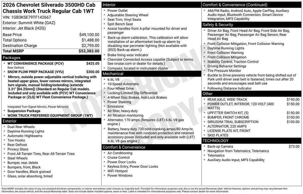 New 2026 Chevrolet Silverado 3500 W/T w/ WT Convenience Package AWD/4WD image 20