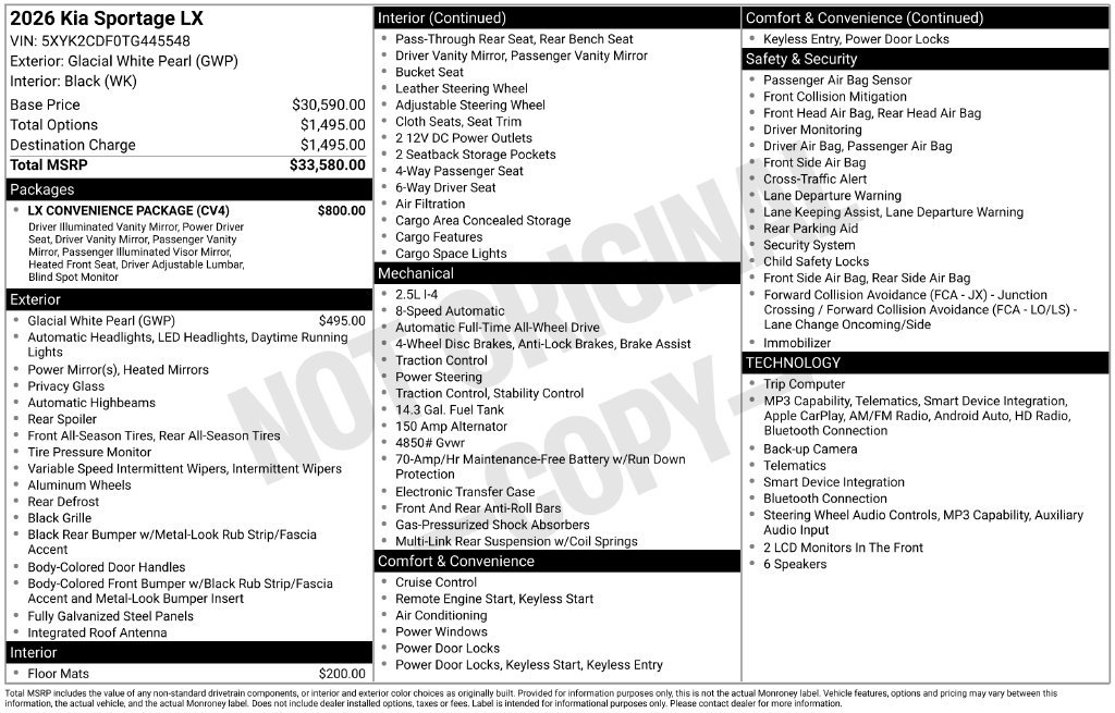 New 2026 Kia Sportage LX w/ LX Convenience Package AWD/4WD image 32