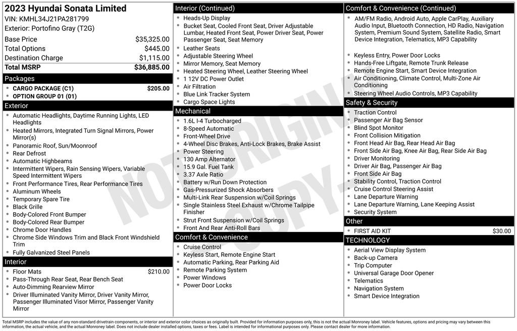 Used 2023 Hyundai Sonata Limited w/ Cargo Package FWD image 35