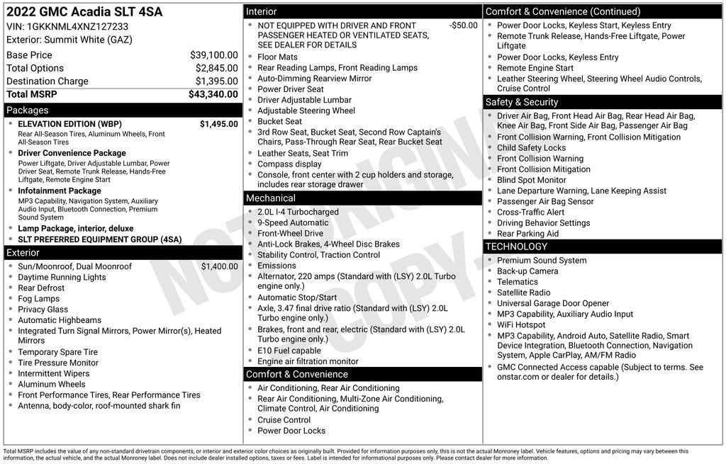 Used 2022 GMC Acadia SLT w/ Elevation Edition FWD image 24