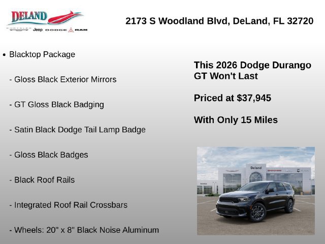 New 2026 Dodge Durango GT w/ Blacktop Package RWD image 7