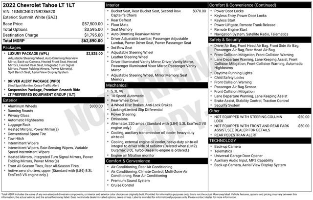 Used 2022 Chevrolet Tahoe LT w/ Luxury Package RWD image 41