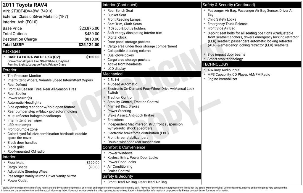 Used 2011 Toyota RAV4 4WD w/ Base L4 Extra Value Pkg image 2