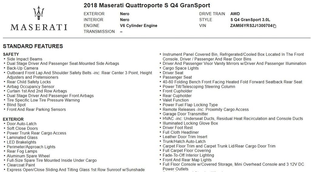 Used 2018 Maserati Quattroporte S GranSport Q4 AWD/4WD image 17