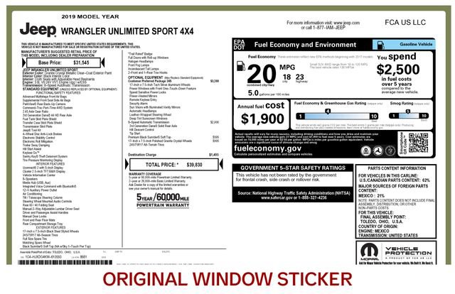 Used 2019 Jeep Wrangler Unlimited Sport S AWD/4WD image 3