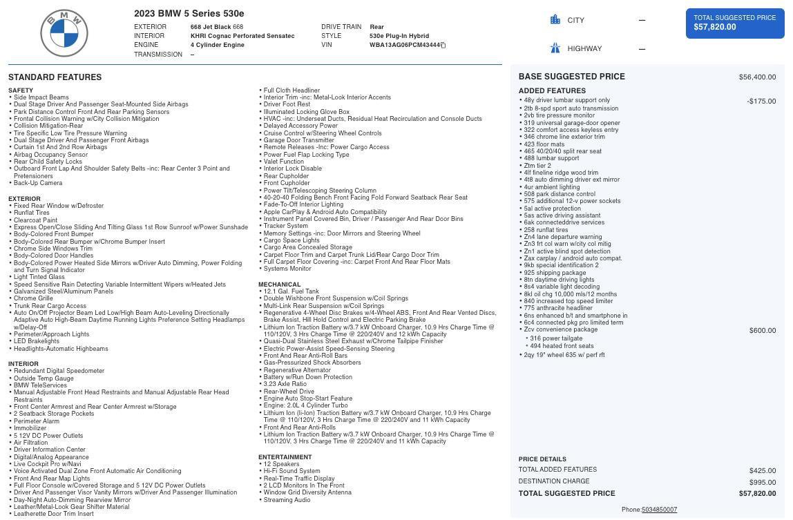 Used 2023 BMW 530e w/ Convenience Package image 6