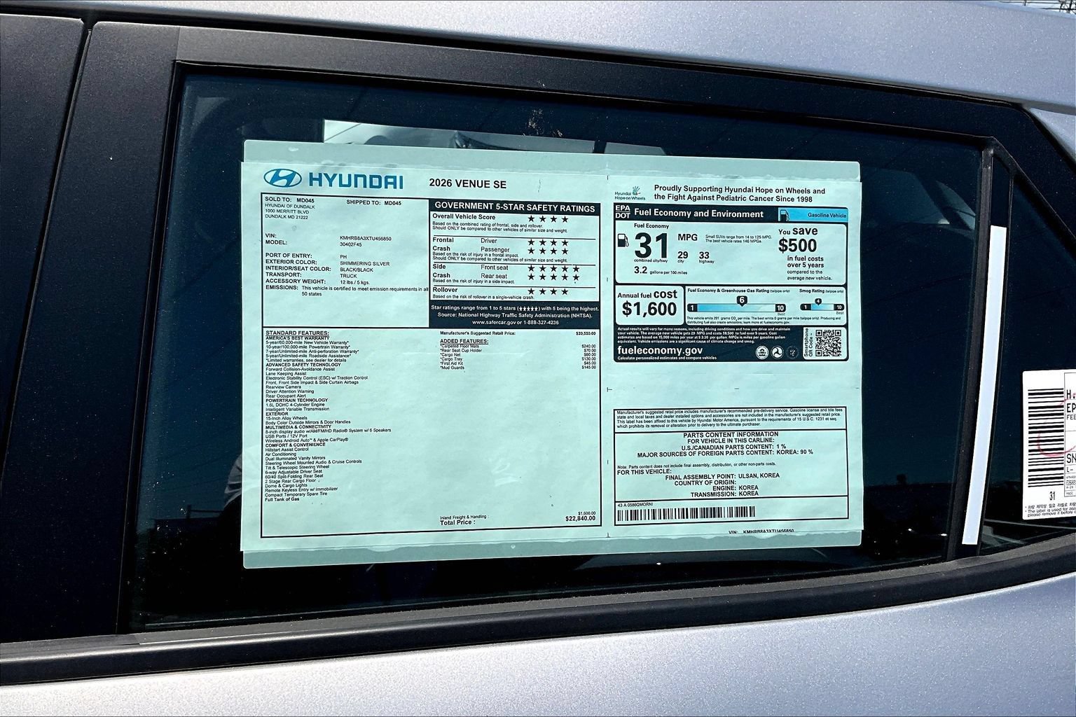 New 2026 Hyundai Venue SE FWD image 16