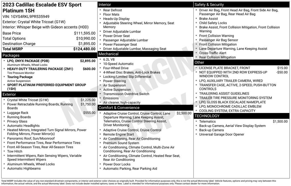 Certified 2023 Cadillac Escalade ESV Sport Platinum w/ LPO, ONYX Package image 54
