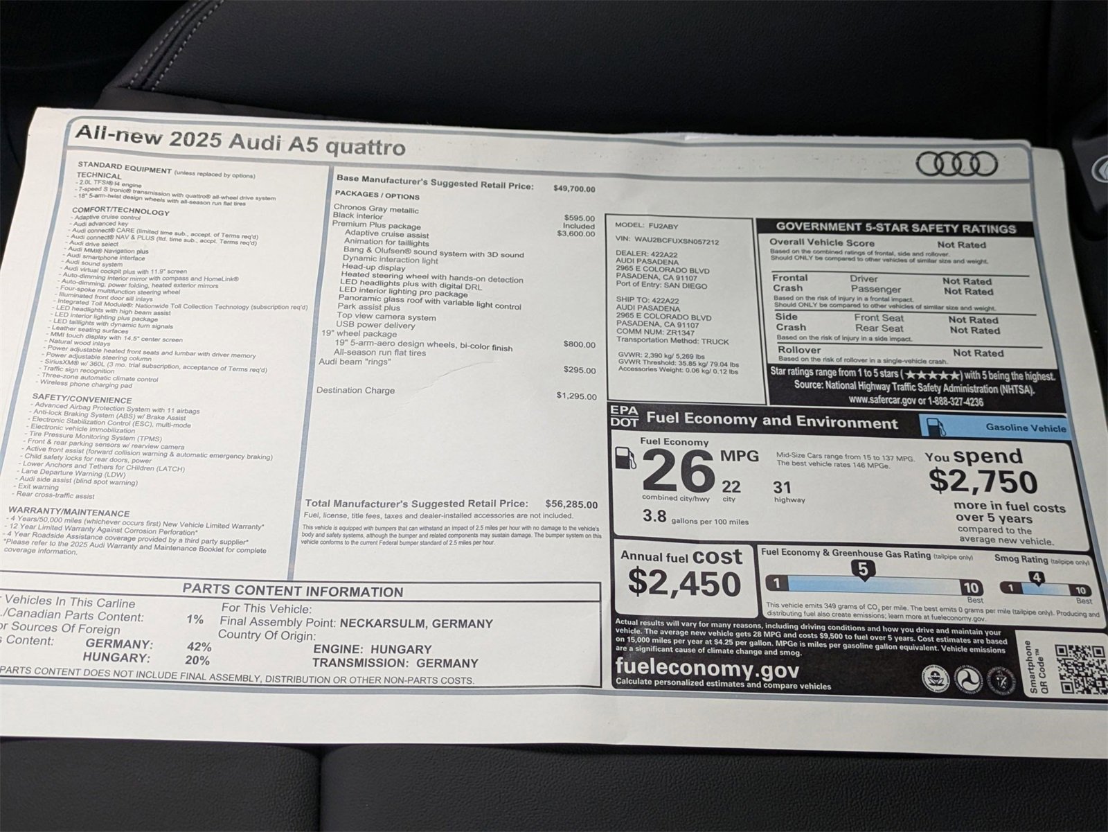 New 2025 Audi A5 2.0T Premium Plus image 18