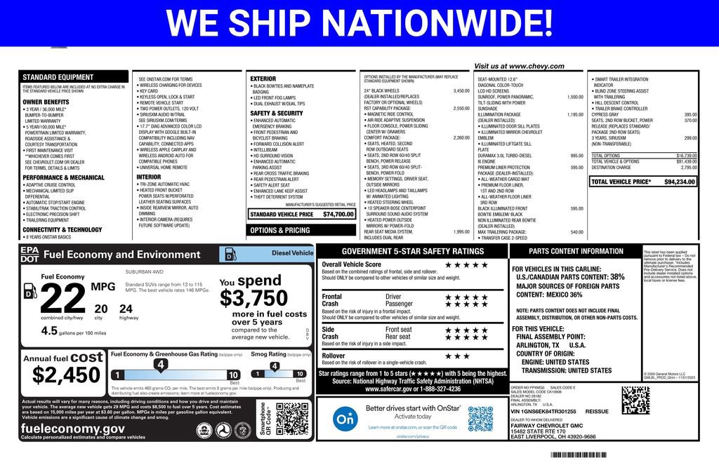 New 2026 Chevrolet Suburban RST image 1