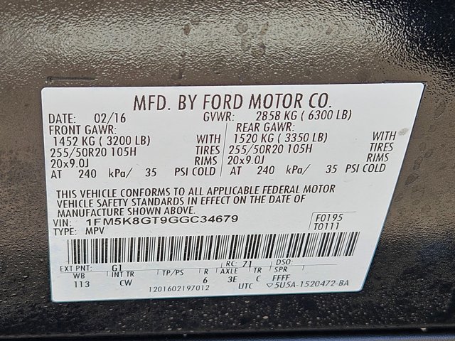 Used 2016 Ford Explorer Sport w/ Equipment Group 401A AWD/4WD image 30
