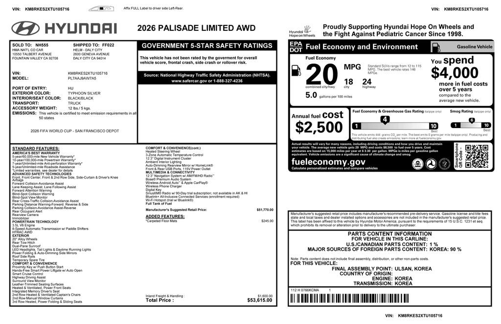 Used 2026 Hyundai Palisade Limited AWD/4WD image 4