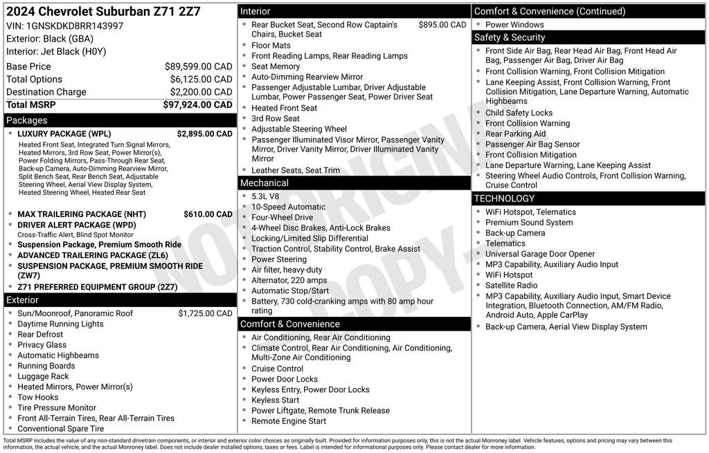 Certified 2024 Chevrolet Suburban Z71 w/ Luxury Package AWD/4WD image 9