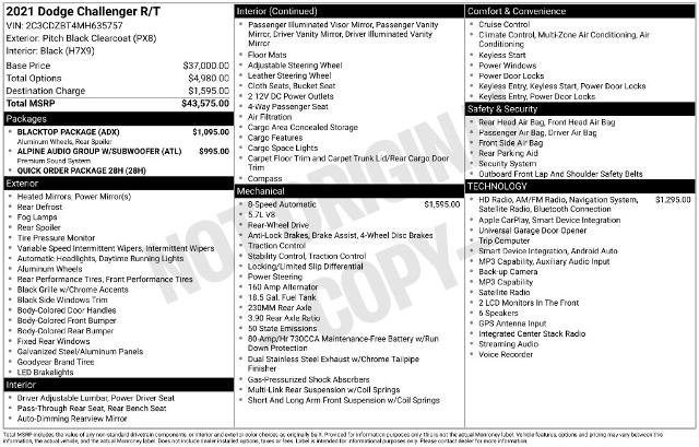 Used 2021 Dodge Challenger R/T w/ Blacktop Package RWD image 34