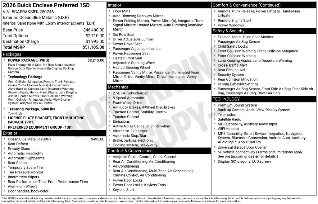Certified 2026 Buick Enclave Preferred w/ Power Package FWD image 9