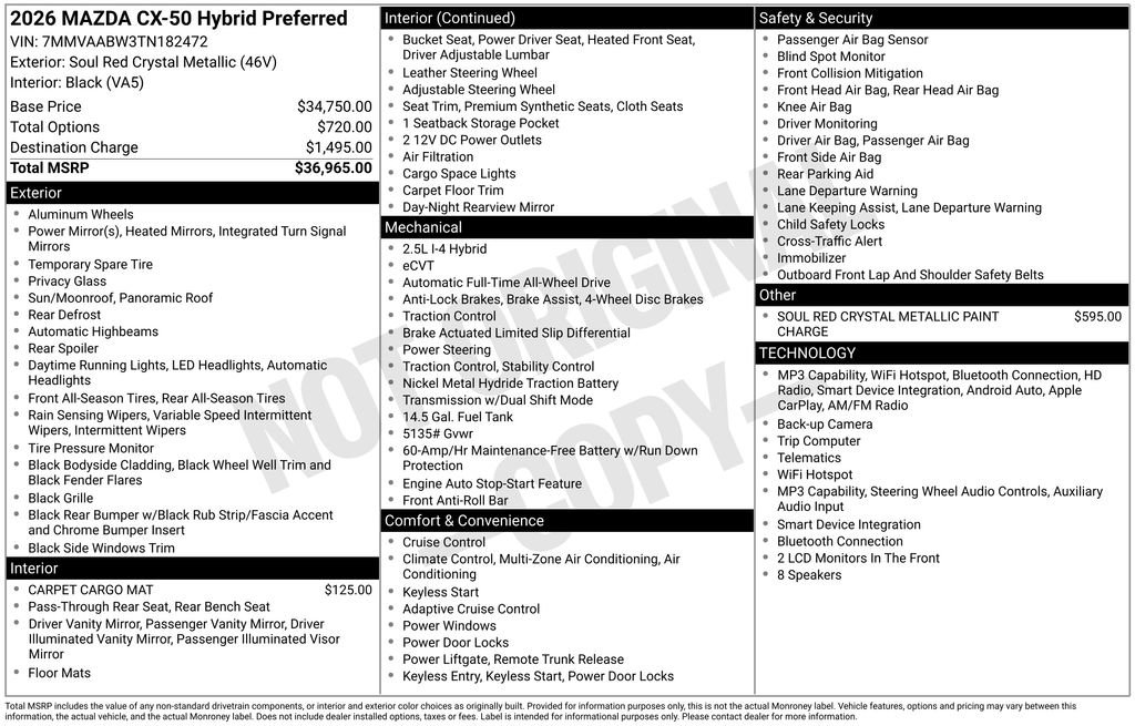 New 2026 MAZDA CX-50 2.5 Hybrid w/ Preferred Pkg AWD/4WD image 3