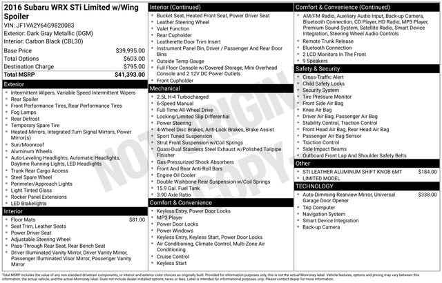 Used 2016 Subaru WRX STI Limited image 33
