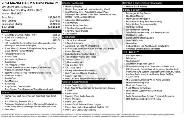 Certified 2024 MAZDA CX-5 2.5 Turbo w/ Premium Package AWD/4WD image 6