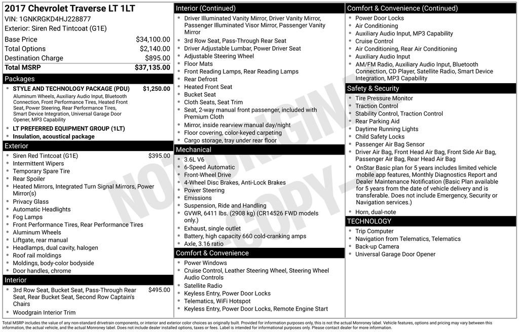 Used 2017 Chevrolet Traverse LT w/ Style and Technology Package image 4