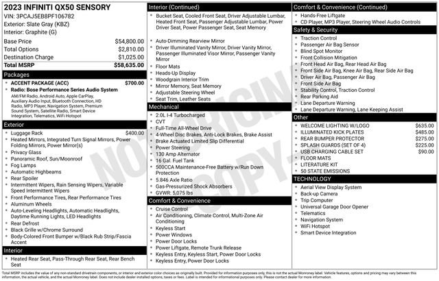 Used 2023 INFINITI QX50 Sensory w/ Accent Package image 30
