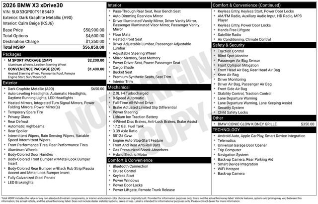 Used 2026 BMW X3 xDrive30 w/ M Sport Package AWD/4WD image 38