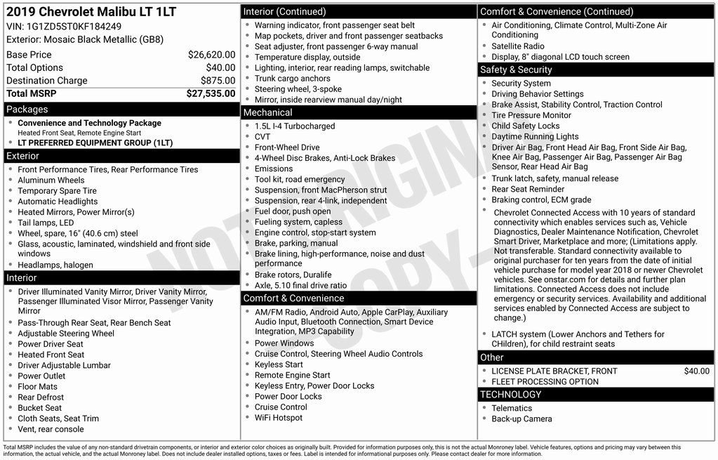 Used 2019 Chevrolet Malibu LT image 2