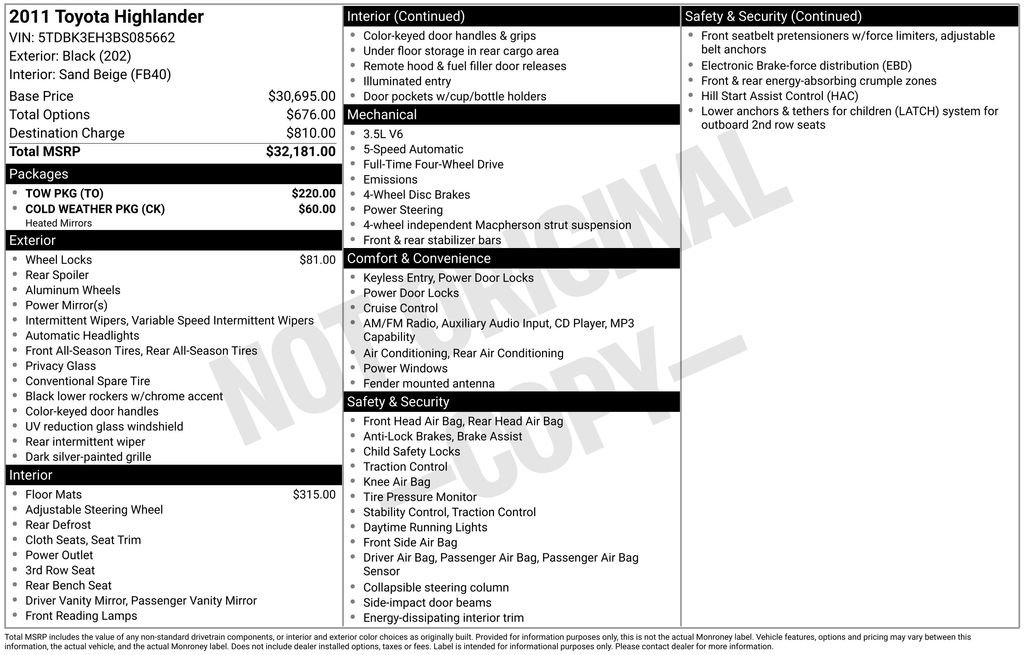 Used 2011 Toyota Highlander SE w/ Tow Pkg AWD/4WD image 2