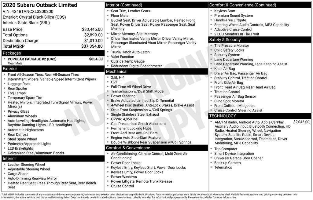 Used 2020 Subaru Outback Limited w/ Popular Package #2 image 26