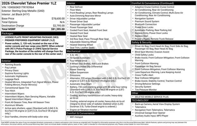 New 2026 Chevrolet Tahoe Premier AWD/4WD image 5