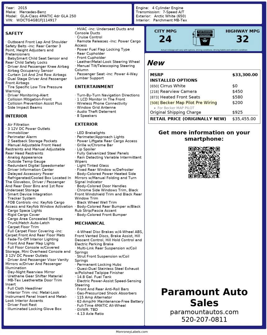 Used 2015 Mercedes-Benz GLA 250 4MATIC image 2