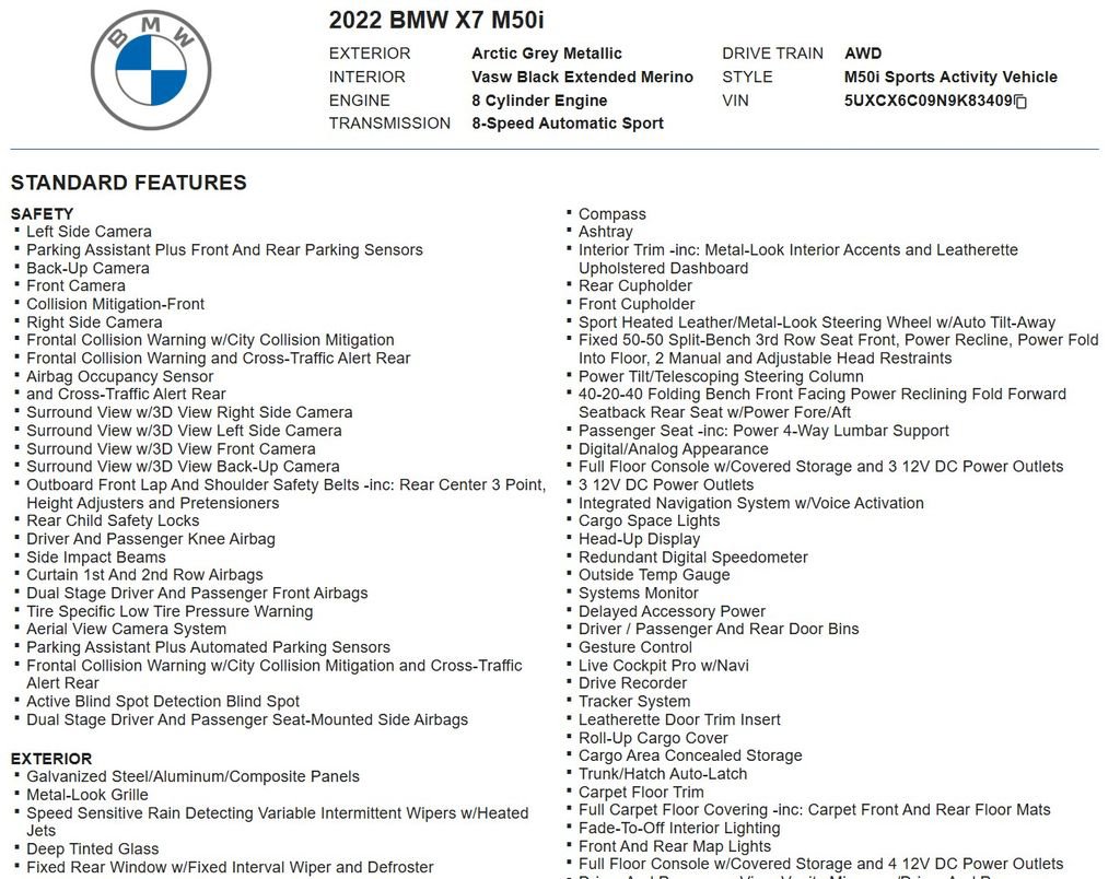 Used 2022 BMW X7 M50i w/ Executive Package AWD/4WD image 31