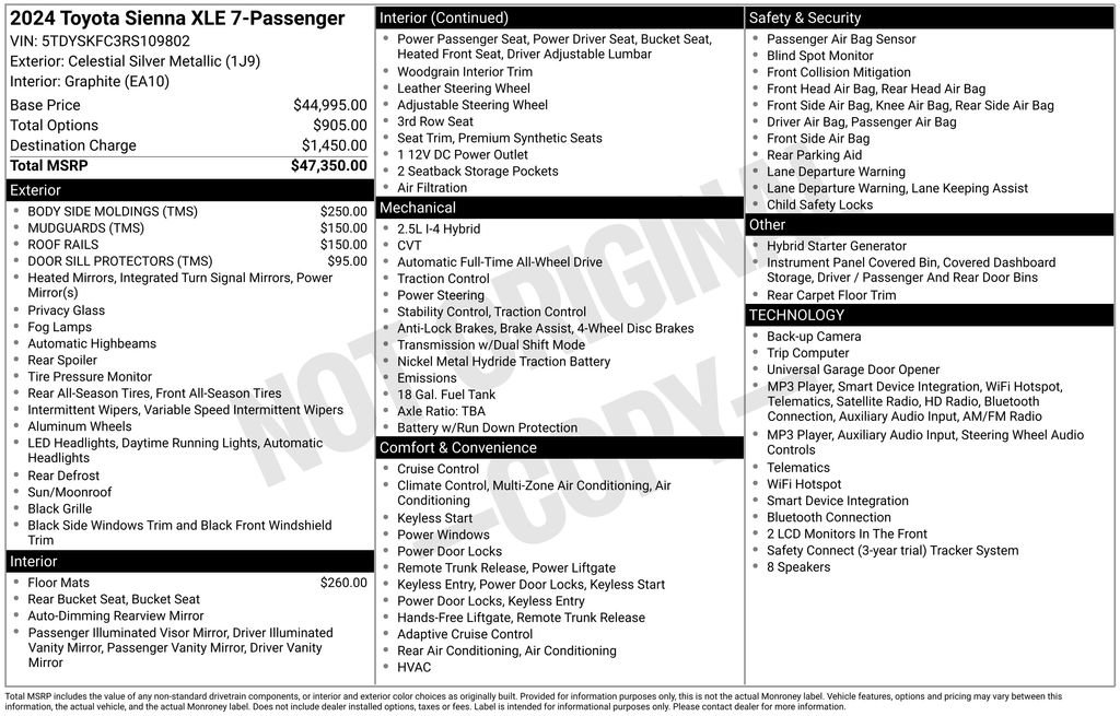 Used 2024 Toyota Sienna XLE AWD/4WD image 5