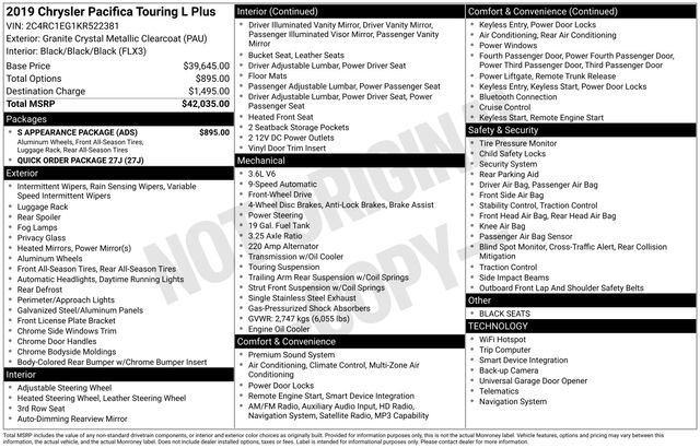 Used 2019 Chrysler Pacifica Touring-L Plus w/ S Appearance Package FWD image 7