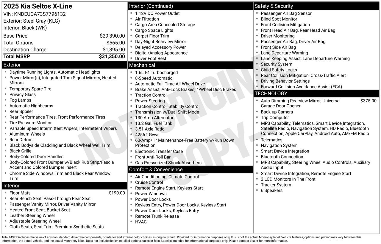Certified 2025 Kia Seltos X-Line AWD/4WD image 30