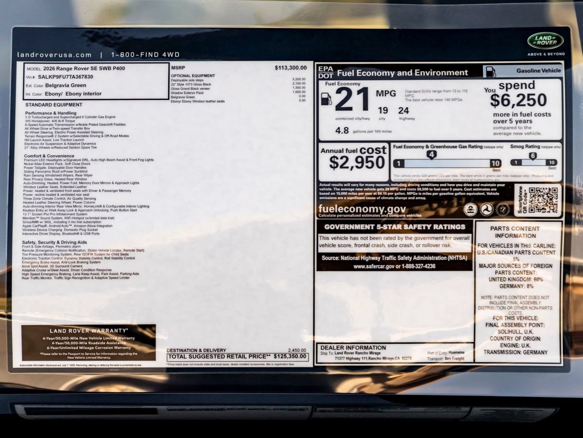 New 2026 Land Rover Range Rover SE AWD/4WD image 34