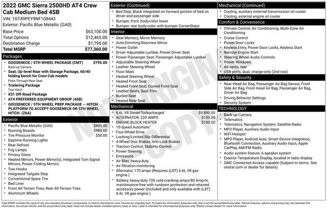 Used 2022 GMC Sierra 2500 AT4 w/ Gooseneck/5TH Wheel Package AWD/4WD image 3