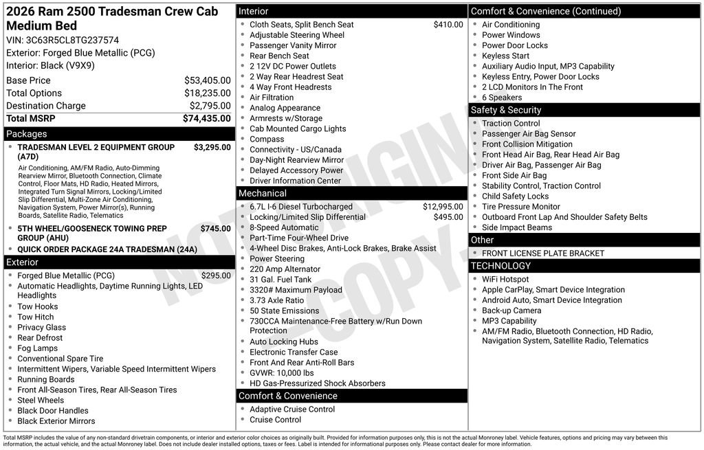 New 2026 RAM 2500 Tradesman AWD/4WD image 30