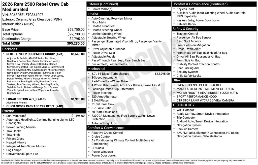 New 2026 RAM 2500 Rebel w/ Rebel Level 2 Equipment Group AWD/4WD image 5