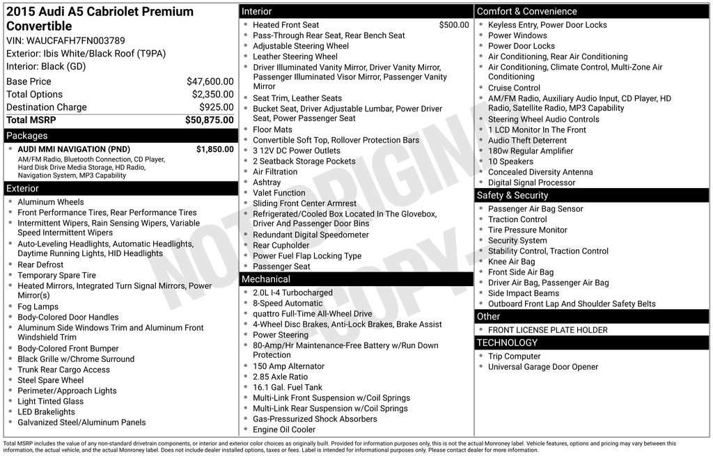 Used 2015 Audi A5 2.0T Premium w/ Audi MMI Navigation image 36