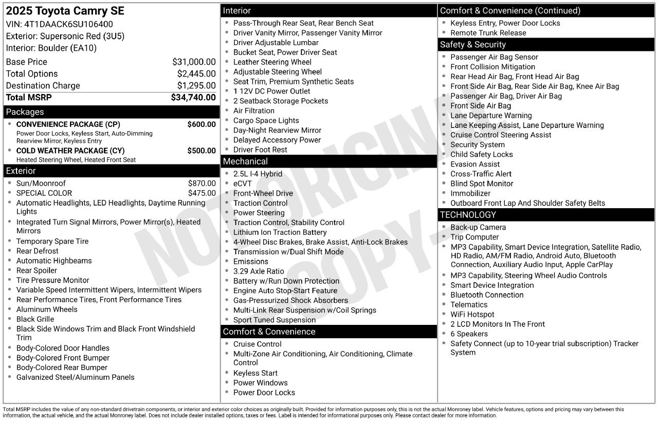 Used 2025 Toyota Camry SE w/ Convenience Package FWD image 44