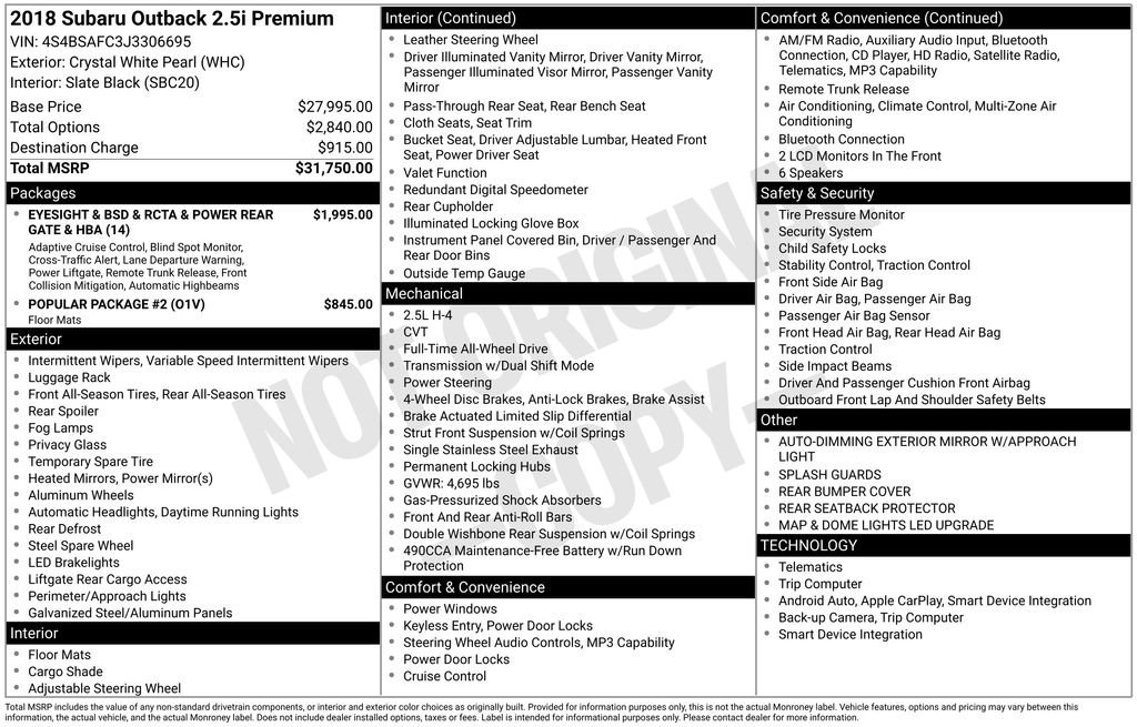 Used 2018 Subaru Outback 2.5i Premium image 4