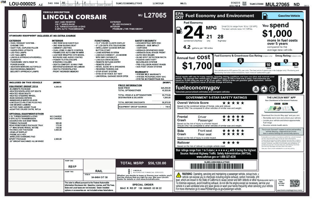 Used 2021 Lincoln Corsair Reserve w/ Equipment Group 201A AWD/4WD image 38